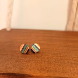 Reclaimed skateboard stud earrings
